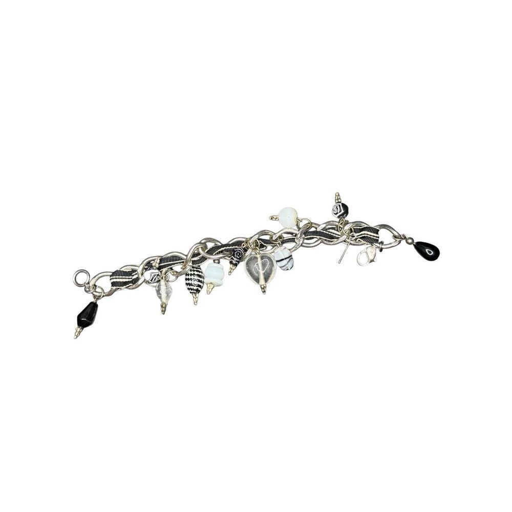 Black, White, and Silver Charm Bracelet